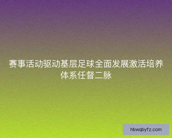 赛事活动驱动基层足球全面发展激活培养体系任督二脉